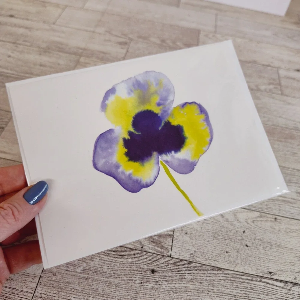 Watercolor Flower Blank Note Card Floral Stationery Greeting Card‎ Any Occasion